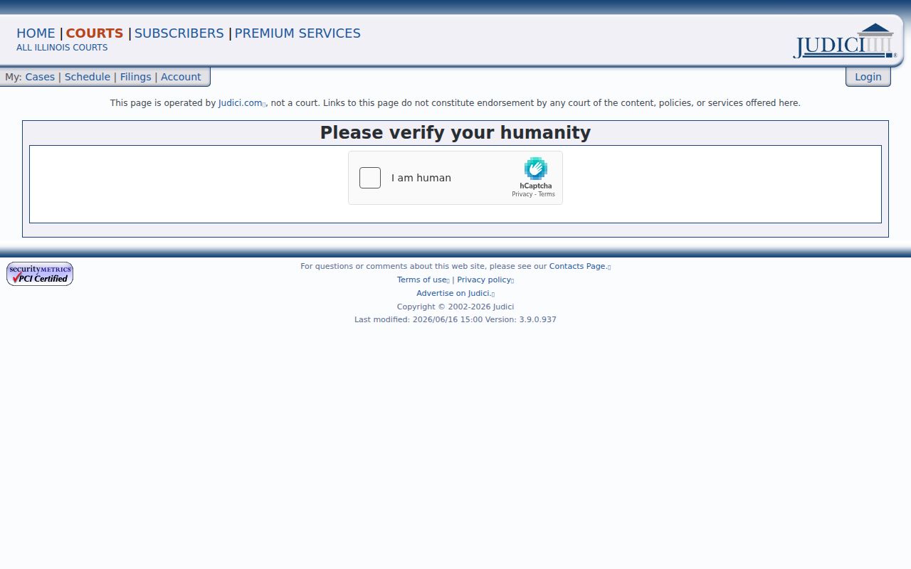 Cass County criminal court case search fields on Judici