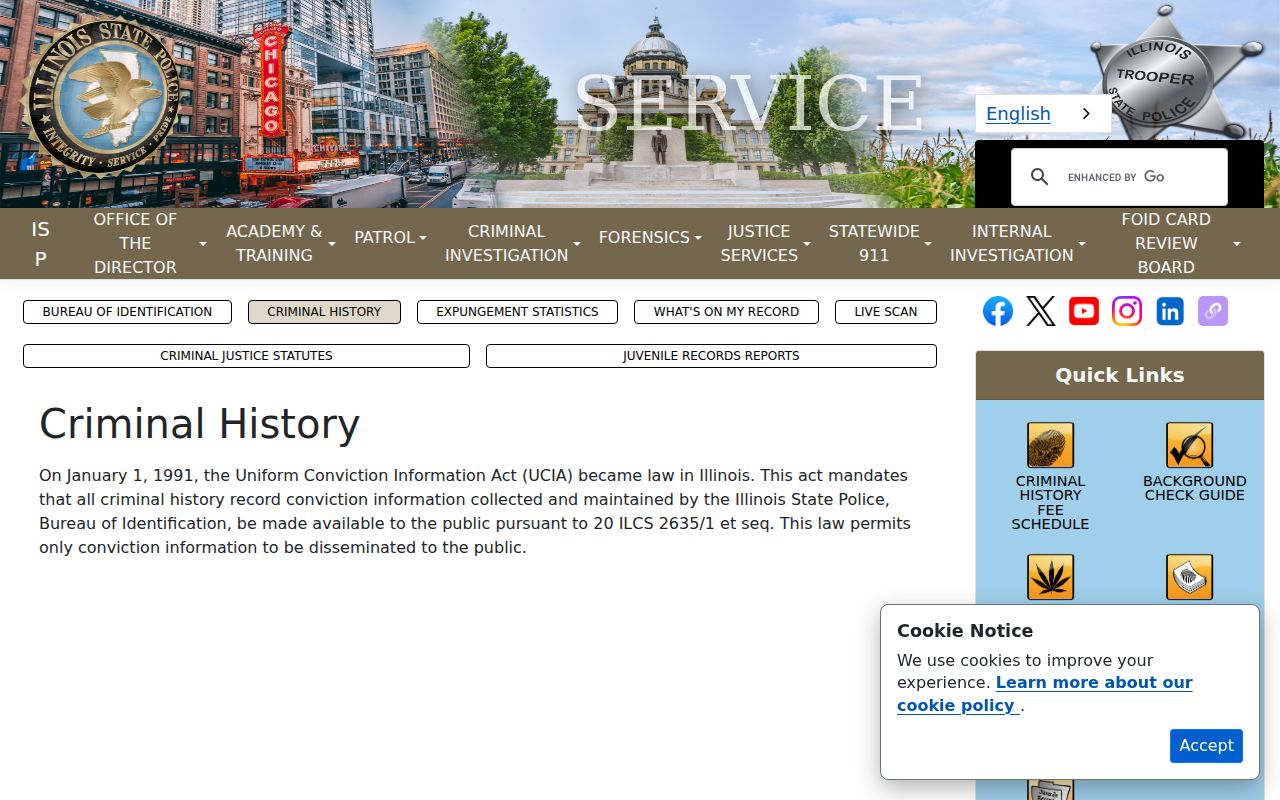 Cass County criminal history information on the Illinois State Police site